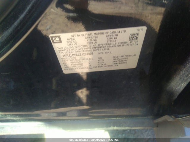2011 CHEVROLET EQUINOX LT W/1LT VIN: 2GNALDEC3B1201976