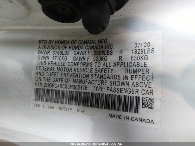 Honda Civic Coupe Lx 2020 2HGFC4B6XLH305176 Image 9