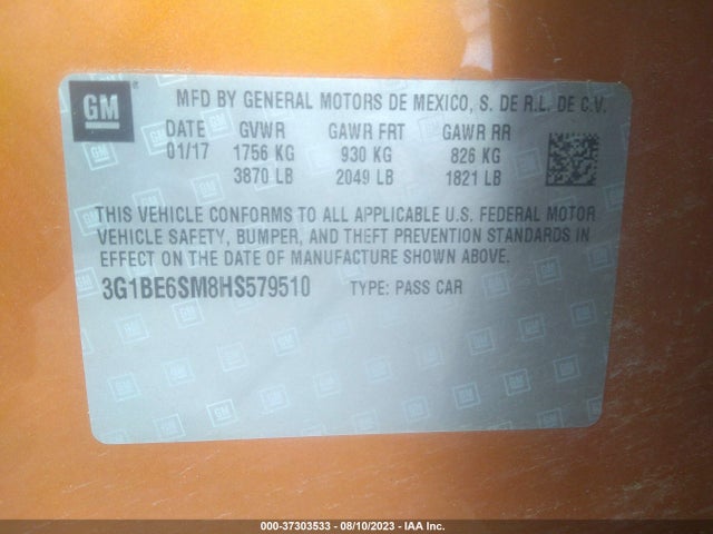 Chevrolet CRUZE LT 2017 3G1BE6SM8HS579510 Image 16