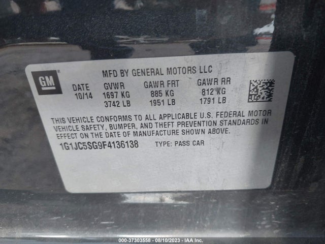 Chevrolet SONIC LT 2015 1G1JC5SG9F4136138 Image 10