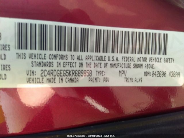 2C4RDGEG5KR689858 Dodge Grand Caravan Gt