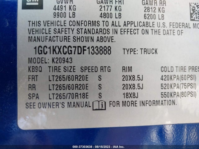 2013 CHEVROLET SILVERADO 2500HD LT VIN: 1GC1KXCG7DF133888