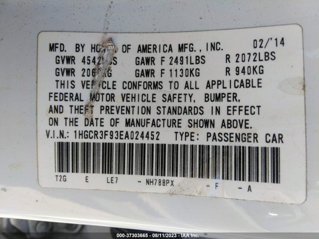Honda Accord Sedan Touring 2014 1HGCR3F93EA024452 Image 16