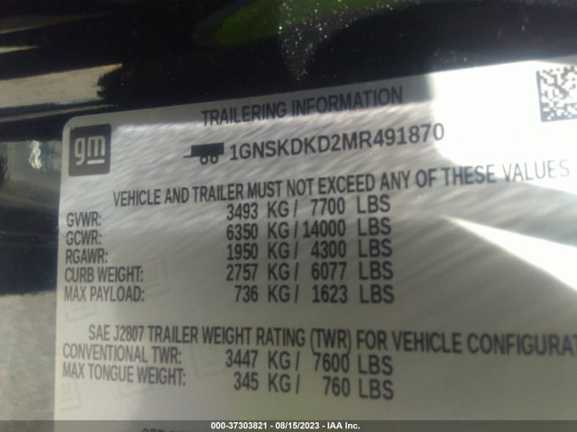 Chevrolet Suburban Z71 2021 1GNSKDKD2MR491870 Image 9