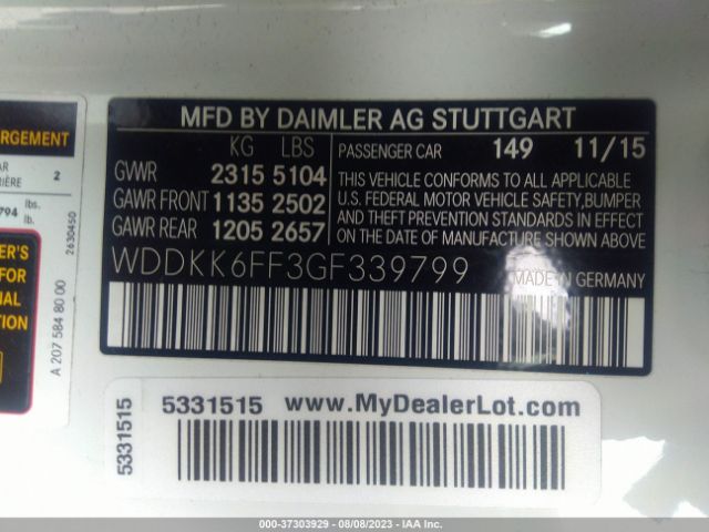 WDDKK6FF3GF339799 Mercedes-Benz E-class E 400
