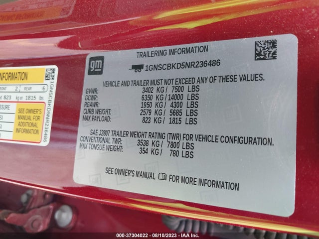 Chevrolet Suburban 2wd Ls 2022 1GNSCBKD5NR236486 Image 9
