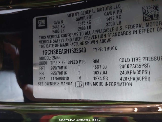 Chevrolet Colorado 2wd Wt 2017 1GCHSBEA6H1332640 Image 9