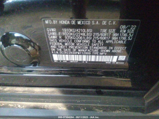 3CZRZ2H30PM712999 Honda Hr-v Awd Lx