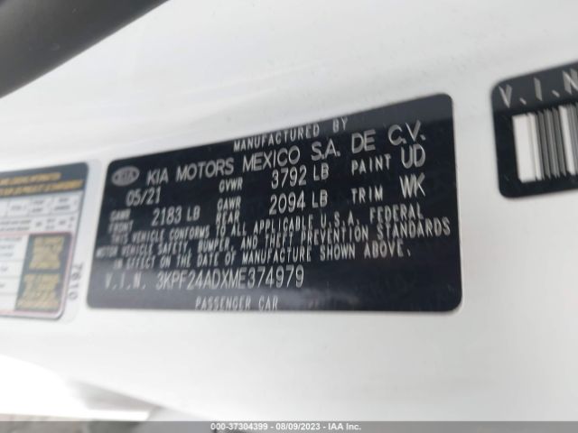 3KPF24ADXME374979 KIA Forte Lxs