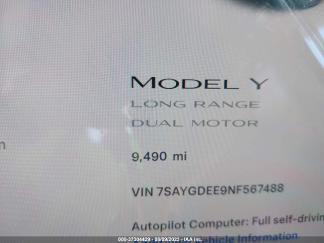 7SAYGDEE9NF567488 Tesla Model Y Long Range