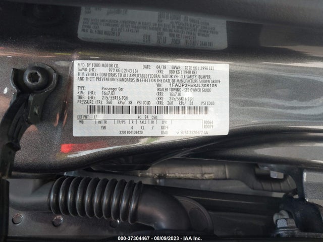 2018 FORD FOCUS SE VIN: 1FADP3FE8JL308105