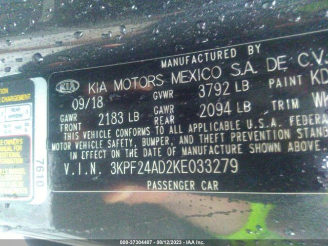 3KPF24AD2KE033279 KIA Forte Lxs
