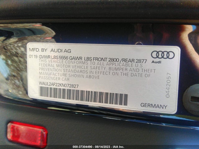 WAUL2AF22KN072827 Audi A6 Premium Plus