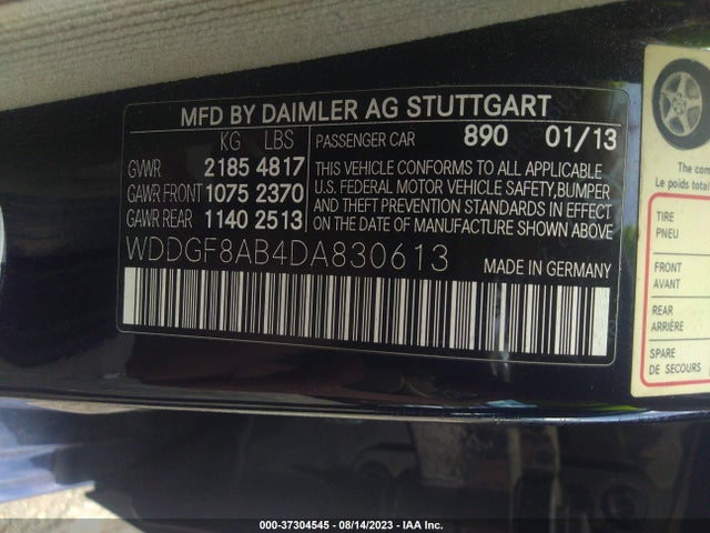 2013 MERCEDES-BENZ C-CLASS C 300 VIN: WDDGF8AB4DA830613
