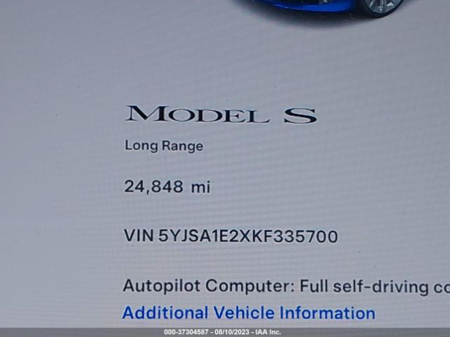 5YJSA1E2XKF335700 Tesla MODEL S
