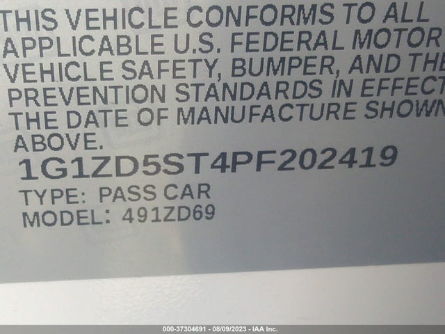 Chevrolet MALIBU LT 2023 1G1ZD5ST4PF202419 Image 9