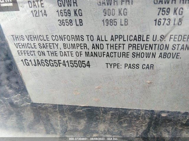 Chevrolet SONIC LS 2015 1G1JA6SG5F4155054 Image 9