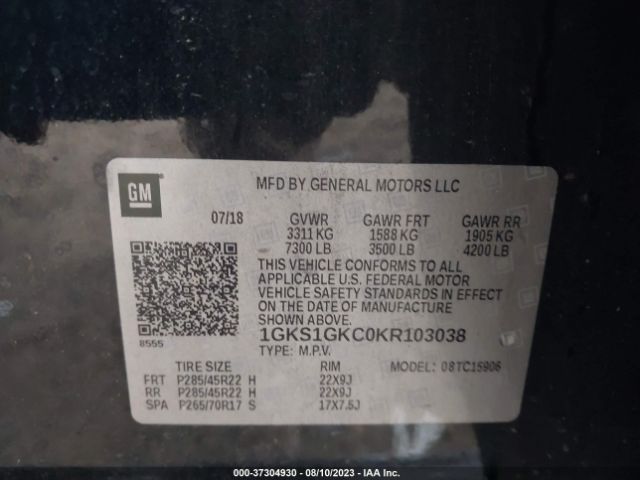 1GKS1GKC0KR103038 GMC Yukon Xl Slt