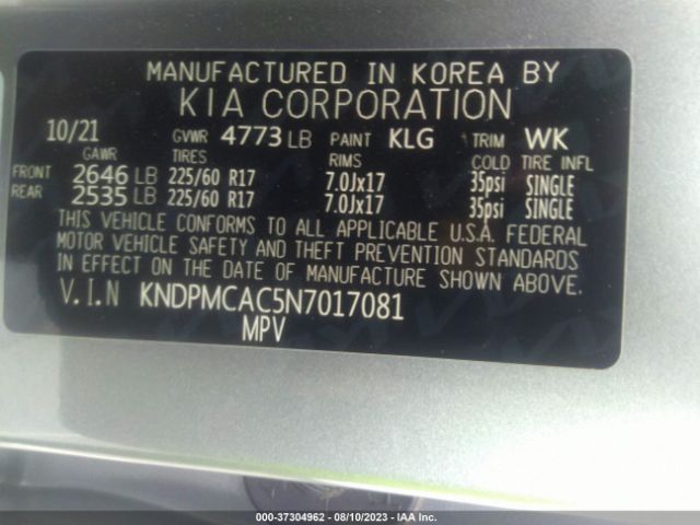 KNDPMCAC5N7017081 KIA Sportage Lx