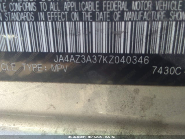 JA4AZ3A37KZ040346 Mitsubishi Outlander Es/se/sel/le