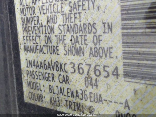 1N4AA6AV8KC367654 Nissan MAXIMA SL