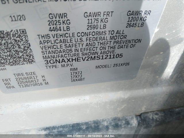 Chevrolet EQUINOX LS 2021 3GNAXHEV2MS121105 Image 9