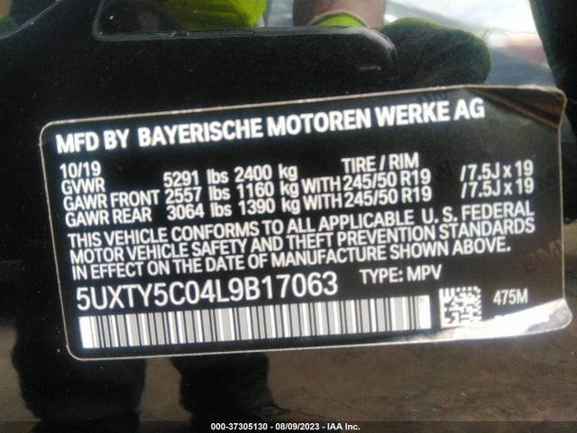 BMW X3 Xdrive30i 2020 5UXTY5C04L9B17063 Image 9