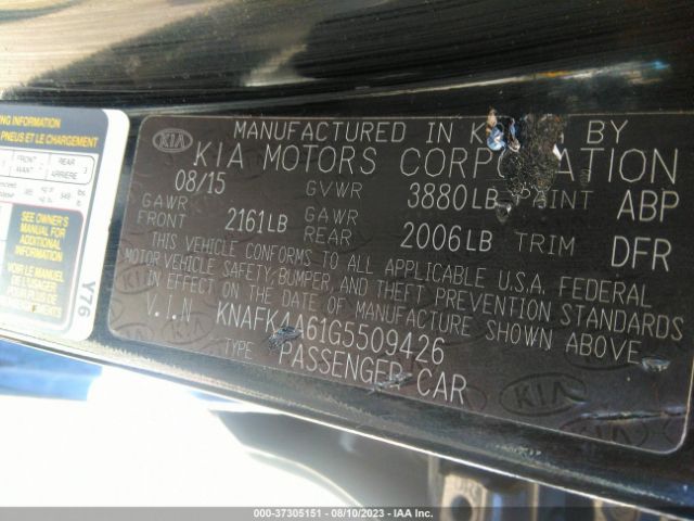 KNAFK4A61G5509426 KIA FORTE LX