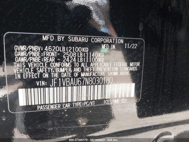 JF1VBAU67N8030180 Subaru WRX GT