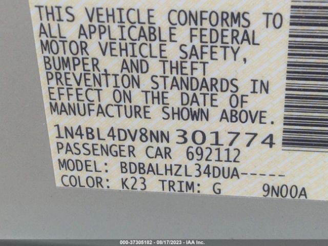 1N4BL4DV8NN301774 Nissan Altima 2.5 Sv
