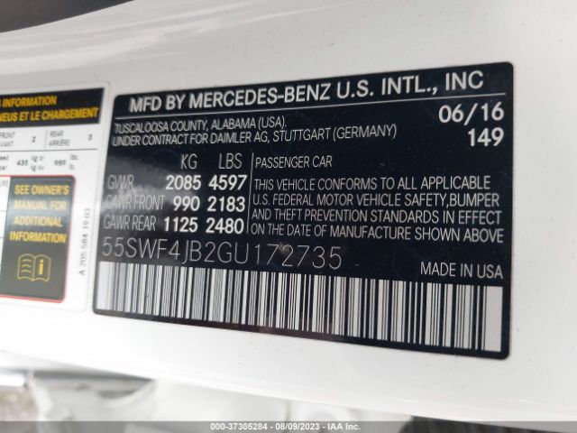 55SWF4JB2GU172735 Mercedes-Benz C-class C 300
