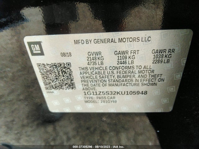 Chevrolet IMPALA LT 2019 1G11Z5S32KU105948 Image 15