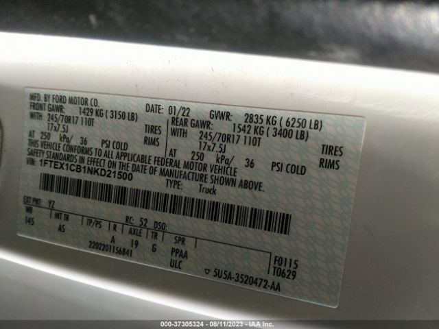 1FTEX1CB1NKD21500 Ford F-150 Xl/xlt