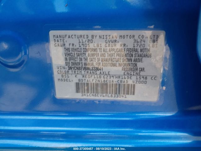 3N1CN8EV6ML833041 Nissan VERSA SV