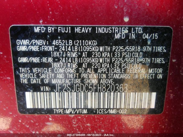 JF2SJGDC5FH820363 Subaru Forester 2.0xt Premium