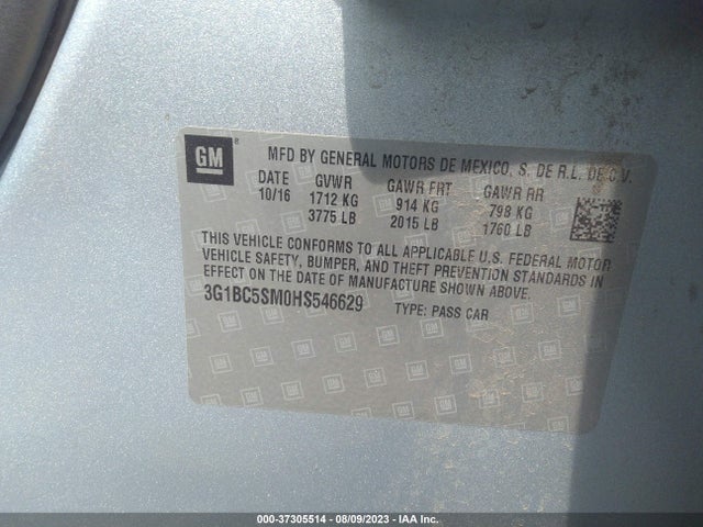 3G1BC5SM0HS546629 Chevrolet CRUZE LS