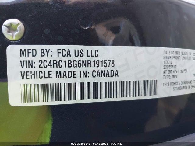 2C4RC1BG6NR191578 Chrysler Pacifica Touring L