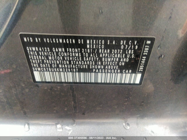 3VWC57BU6KM229187 Volkswagen Jetta S/se/r-line