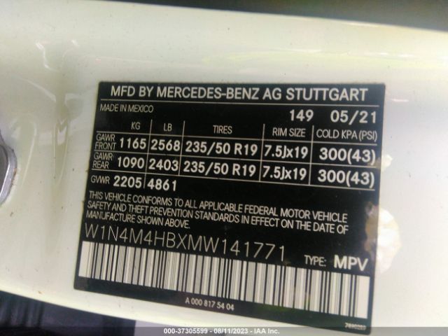 2021 MERCEDES-BENZ GLB W1N4M4HBXMW141771 Photo 8