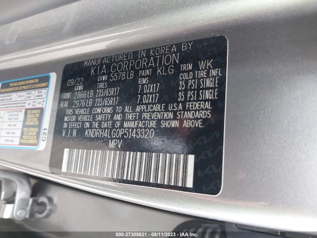 2023 KIA SORENTO HYBRID EX VIN: KNDRH4LG0P5143320
