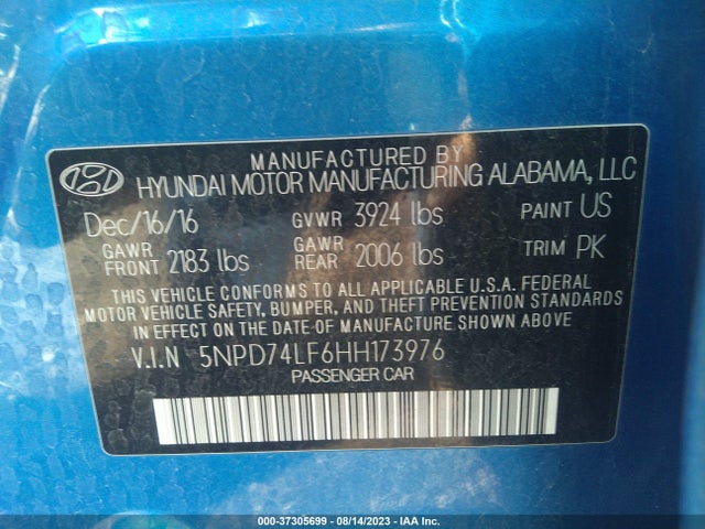 Hyundai ELANTRA SE 2017 5NPD74LF6HH173976 Image 10