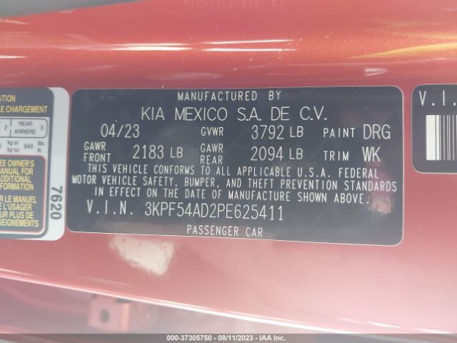 3KPF54AD2PE625411 KIA Forte Gt-line