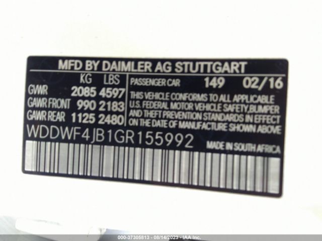 WDDWF4JB1GR155992 Mercedes-Benz C-class C 300