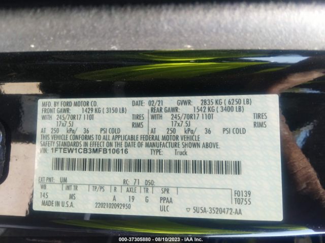 1FTEW1CB3MFB10616 Ford F-150 Xl/xlt