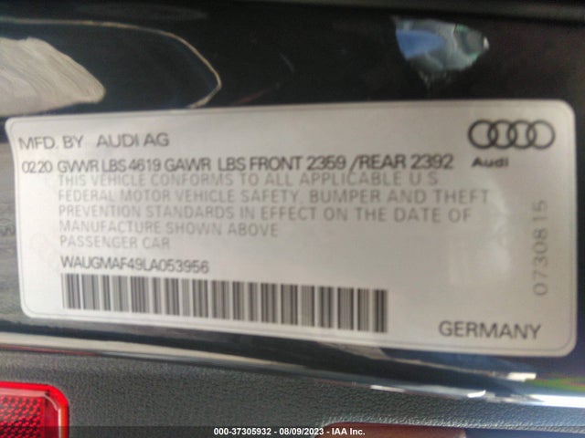 WAUGMAF49LA053956 Audi A4 PREMIUM
