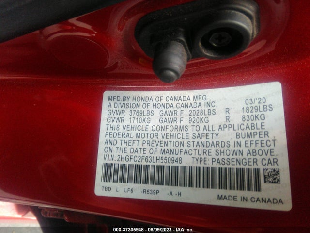 Honda k20c2 2020 2HGFC2F63LH550948 Image 22