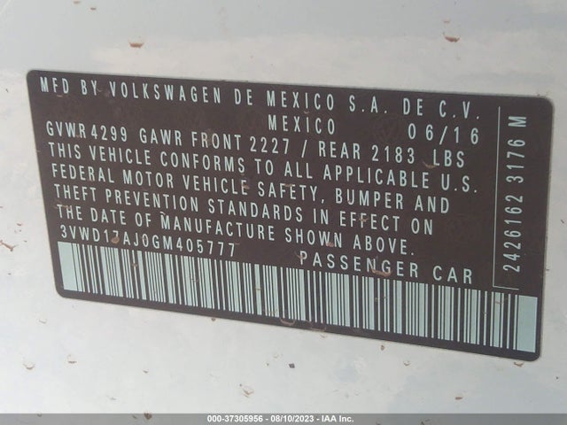 3VWD17AJ0GM405777 Volkswagen Jetta Sedan 1.8t Sport