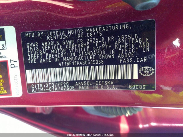 Toyota CAMRY SE 2016 4T1BF1FK4GU505088 Image 8