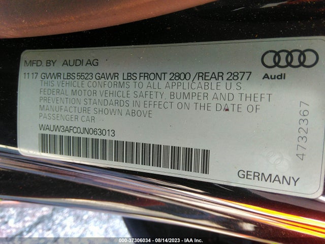 WAUW3AFC0JN063013 Audi A7 Premium Plus