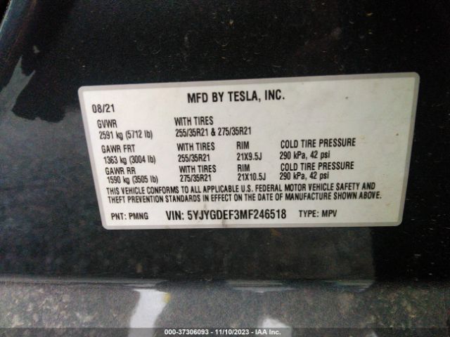 5YJYGDEF3MF246518 Tesla Model Y Performance